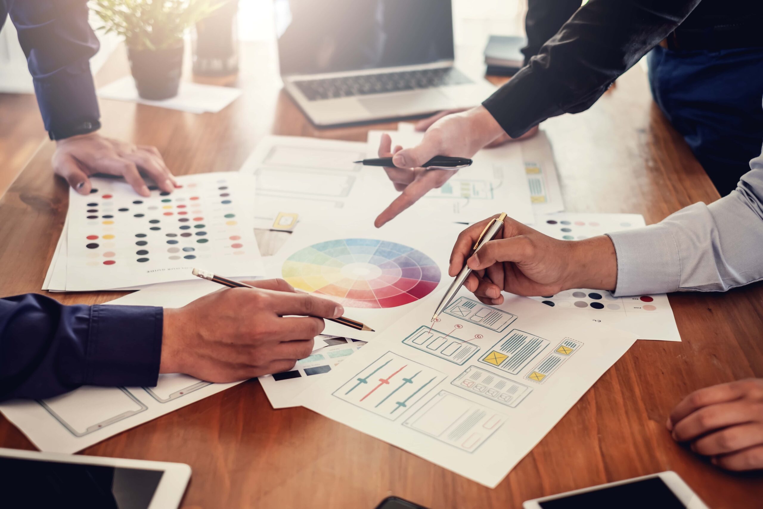 team analyzing documents